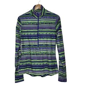 Nike Pro Dri Fit 1/2 Zip HyperWarm Tribal Aztec Training Pull Over Size Medium